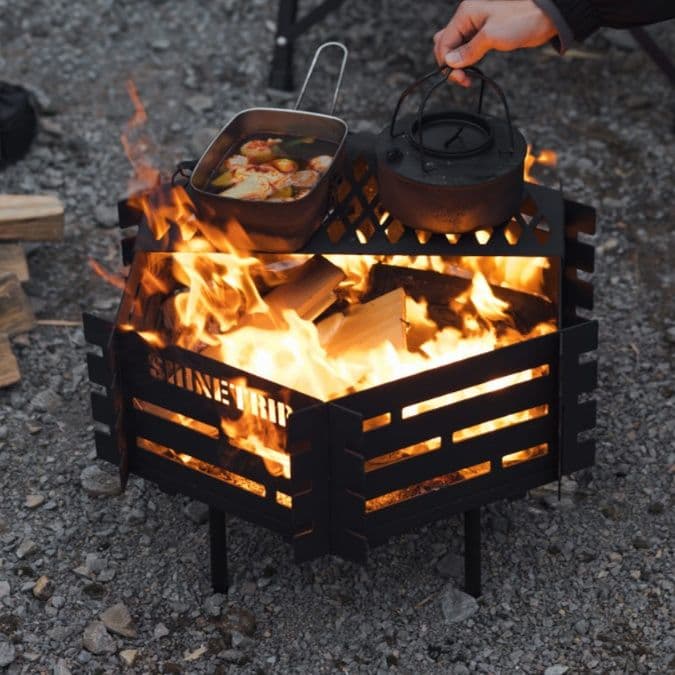 焚き火台 ソロ 六角鋼板料理名人焚き火台 