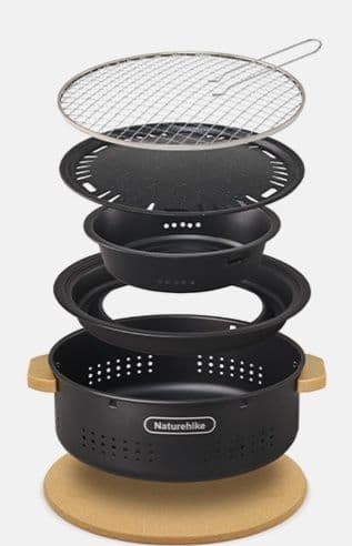 焚き火台 木取っ手断熱ポータブル網焼き器